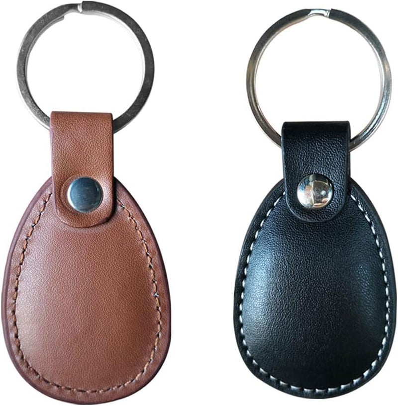 hecere Genuine Leather RFID Key Fob Tag IC ISO14443A UID Changeable Sector0 Block0 Rewritable for Access Control 1pcs/lot (black IC Keychain, Oval) - Image 4